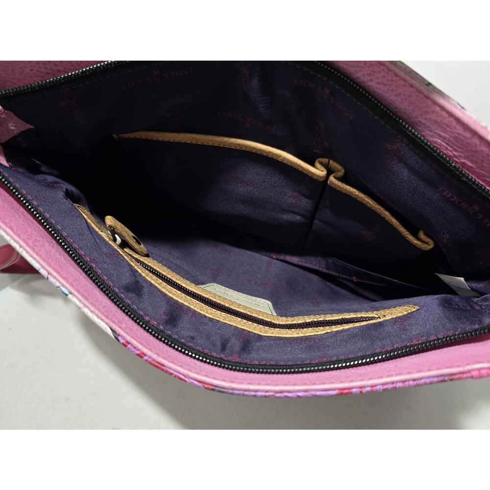 Anuschka Peacock/Rose Hand Painted Leather Crossbody/Shoulder Bag-Rosie Reverie - Picture 13 of 16